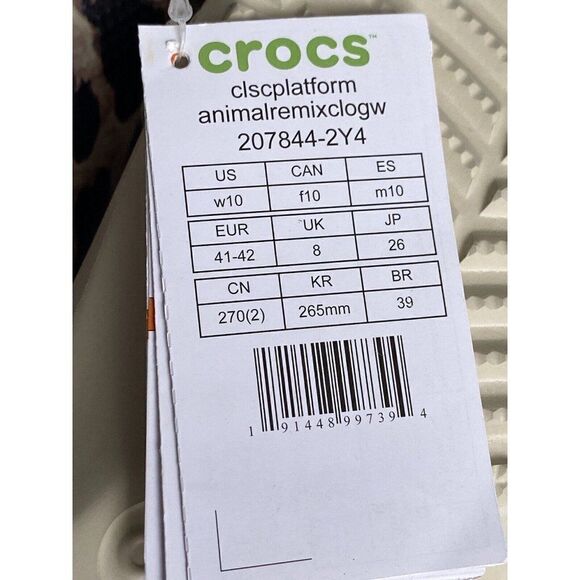 Crocs Women’s Sz 10 Classic Platform Animal Print Clog Bone Leopard 207844-2Y4 - Picture 11 of 12